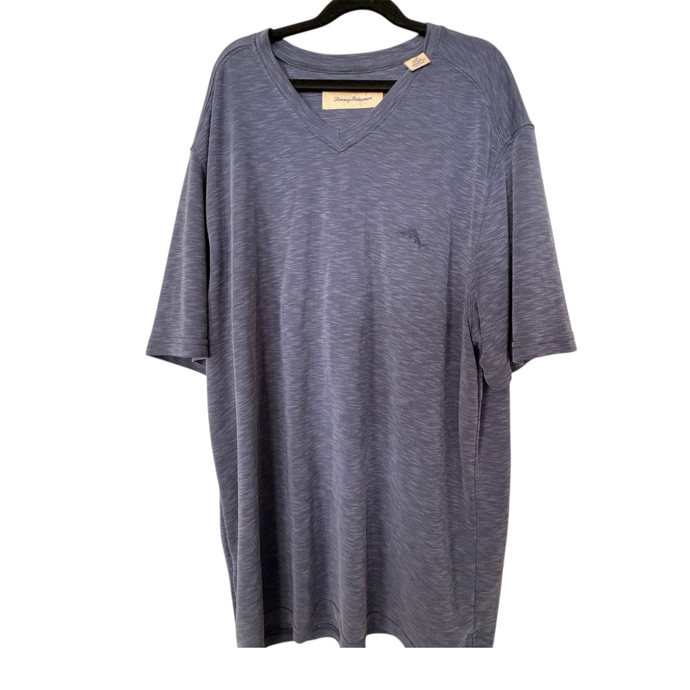 Tommy Bahama T-Shirt Mens Large Blue Heathered V-Neck Marlin Logo TB224007